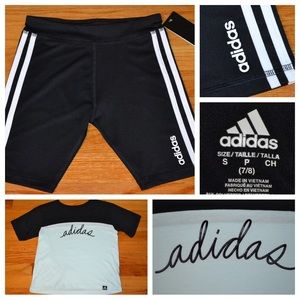 Youth girls Adidas shirt and shorts set, size S 7/8 - NEW